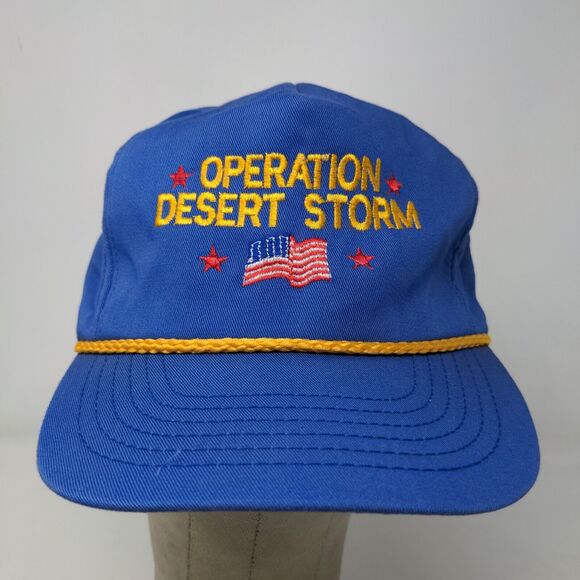 The Executive Line Mens Snapback Trucker Hat Blue Vintage Operation Desert Storm - Picture 2 of 11
